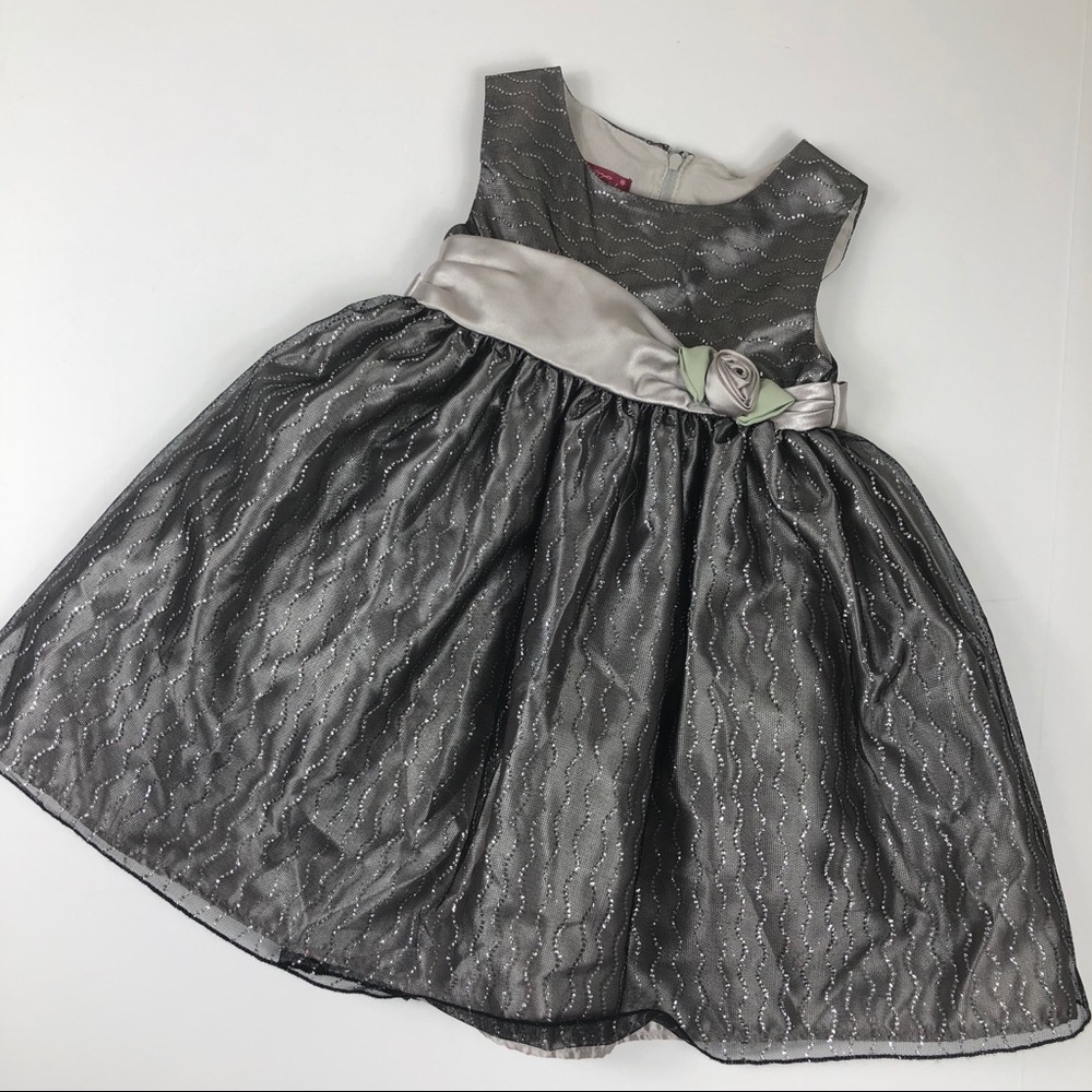 Girls size 2T formal silver sparkle dress princess